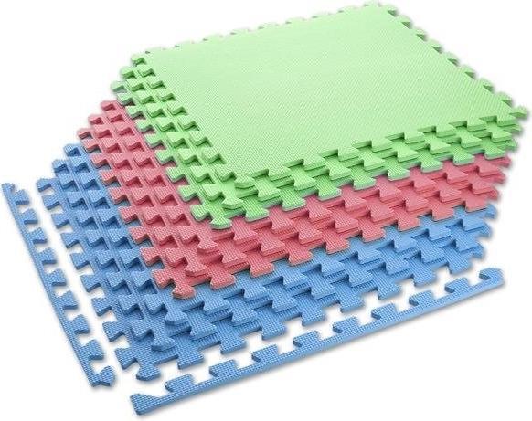 Image du produit One Sudedamas kilimėlis treniruotėms Fitness MP10 žalias-mėlynas-raudonas, 60x60x1.0cm (9 dalių) (10 mm)
