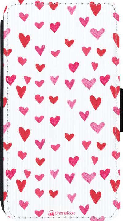 Image du produit PhoneLook Coque Wallet noir Valentine 2022 Many pink hearts (Apple iPhone 13 mini)