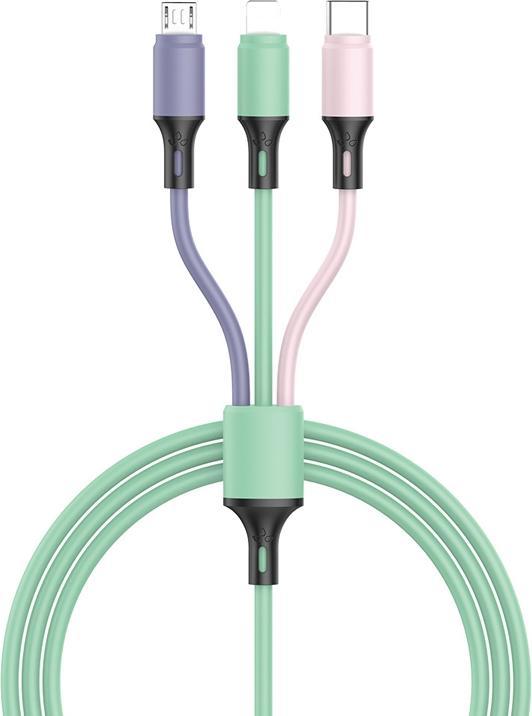 Produktbild EKO 3-in-1-Kabel Micro-USB/Lightning/USB-C auf USB-A 6A 480MBps 1,2m (1.20 m, USB 3.0)