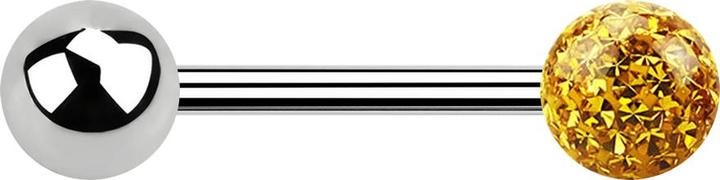 Immagine prodotto Star Piercing Barbell silver con palla e sfera di cristallo topazio strato protettivo epossidico (Acciaio chirurgico 316L, senza ottone)