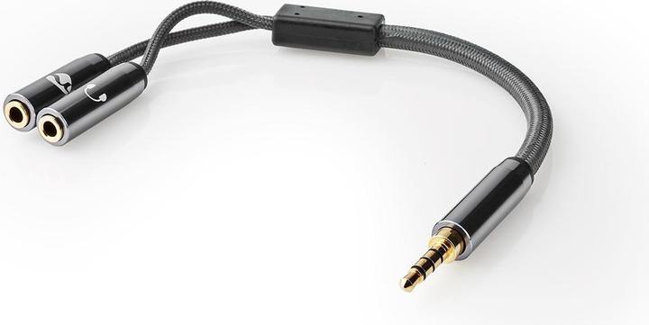 Actual product image Nedis Stereo audio cable - 3.5 mm male - 3.5 mm female - gold plated - 0.20 m - round - anthracite/G (0.20 m, 3.5mm jack (AUX))