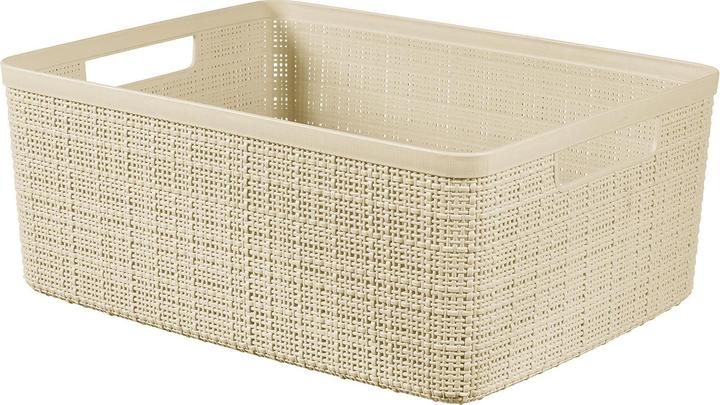 Curver Basket Jute 100% Plastic Recycled Rectangular, White Red, M: 12 l (12 l)