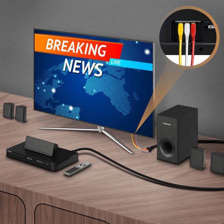 Actual product image LinQ HDMI to 3x RCA male video cable by - Black (1.50 m)