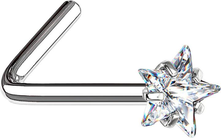 Produktbild Star Piercing Nasenstecker gewinkelt silber Kristallstern silber gefasst (ohne Messing, Chirurgenstahl 316L)