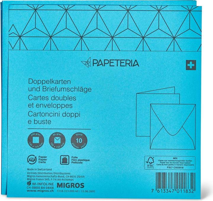 Image du produit Papeteria Cartes + enveloppes (145 x 145 mm, 10 x)