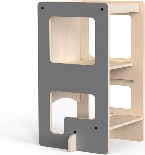 Image du produit MamaToyz Montessori-Turm, umwandelbar in einen Tisch mit Tafel für Kinder, 2-in-1-Lernturm aus Birkenholz