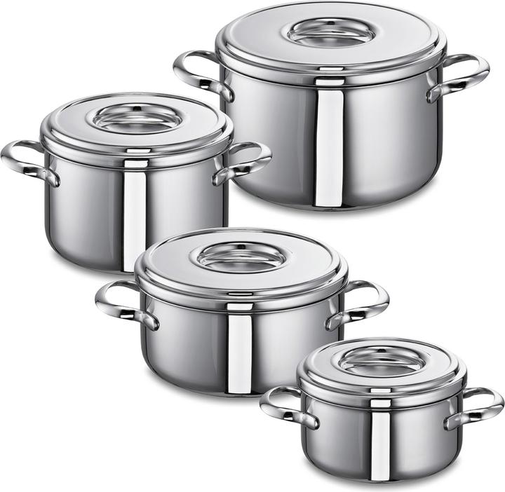Produktbild Schulte-Ufer SUS Edelstahl Topfset Romana 4teilig (18 cm, Kochtopf, Bräter + Schmortopf, Bratpfanne, Edelstahl)
