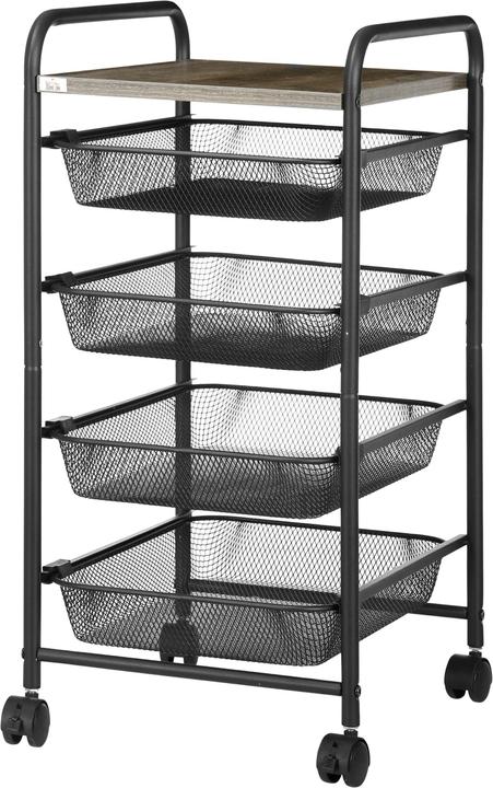 Actual product image Homcom Trolley with 4 baskets and one shelf