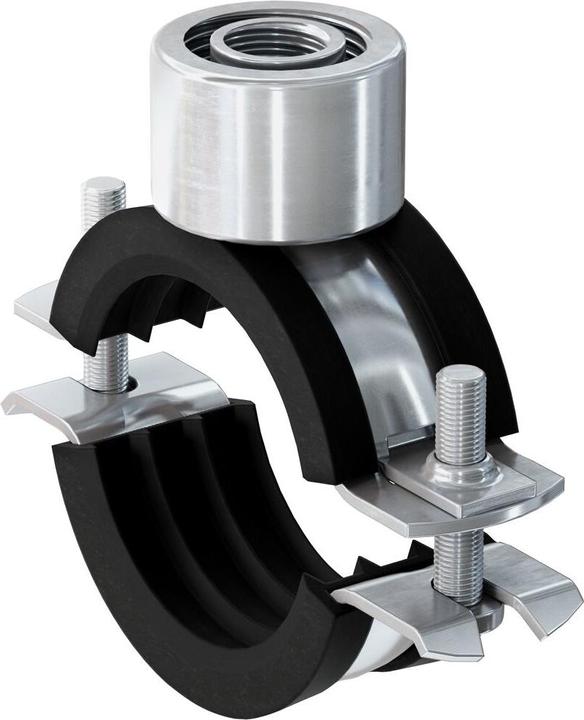 Actual product image Fischer 500706, Pipe clamp, Black, Steel, 74 - 80 mm, 6.35 cm (2.5"), EPDM, Styrene-Butadiene (SBR)