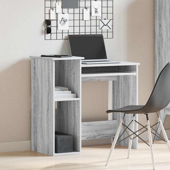 Produktbild VidaXL Schreibtisch mit Regal Grau Sonoma 84x40x78 cm Holzwerkstoff Bürotisch