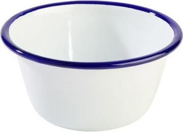 APS Skål 50 cl Ø13xH6 cm Emaljebelagt stål Hvid med blå kant,10 stk/pk