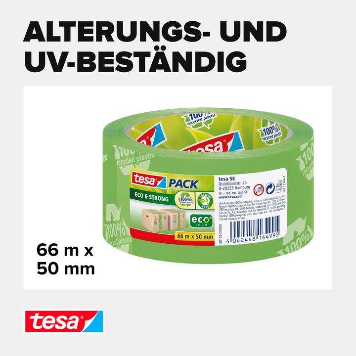 Produktbild tesa tesapack ECO & STRONG Paketband - Umweltschonendes Packband aus 100 % recyceltem Kunststoff (50 mm)