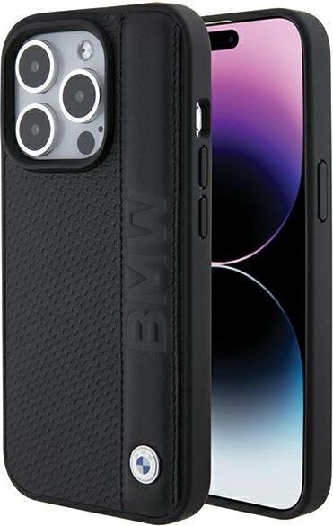 Image du produit BMW BMHCP15X22RDPK iPhone 15 Pro Max 6.7" czarny/black étui rigide en cuir texturé et à rayures (Apple iPhone 15 Pro Max)