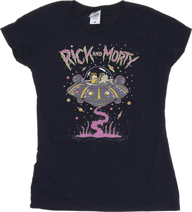 Rick And Morty Pink Spaceship TShirt (S)