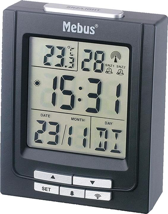 Produktbild Mebus Funkwecker digital ohne 1x AAA Batterie 8,5x7x2,5cm schwarz