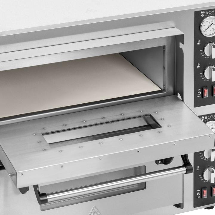 Image du produit Royal Catering Four à pizza électrique - 4+4 x 25 cm - 2 cavités - 8 400 W - 400 V- Chamotte - (Four à pizza électrique)