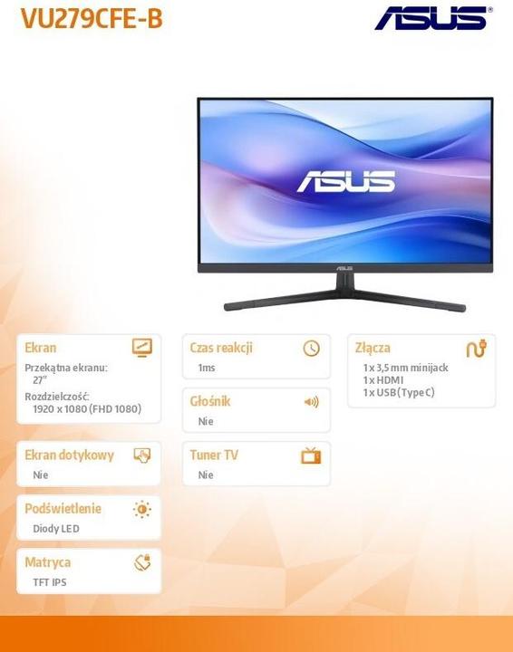 Image du produit ASUS VU279CFE-B (1920 x 1080 pixels, 27.01")