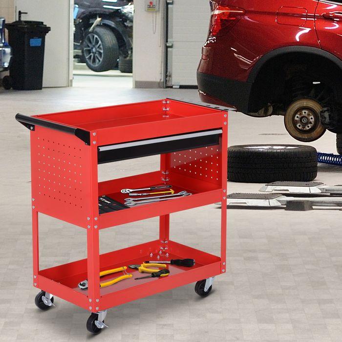 Actual product image Swisshandel24 Workshop trolley, tool trolley with 3 levels, transport trolley with drawer, assembly trolley for (1 x)