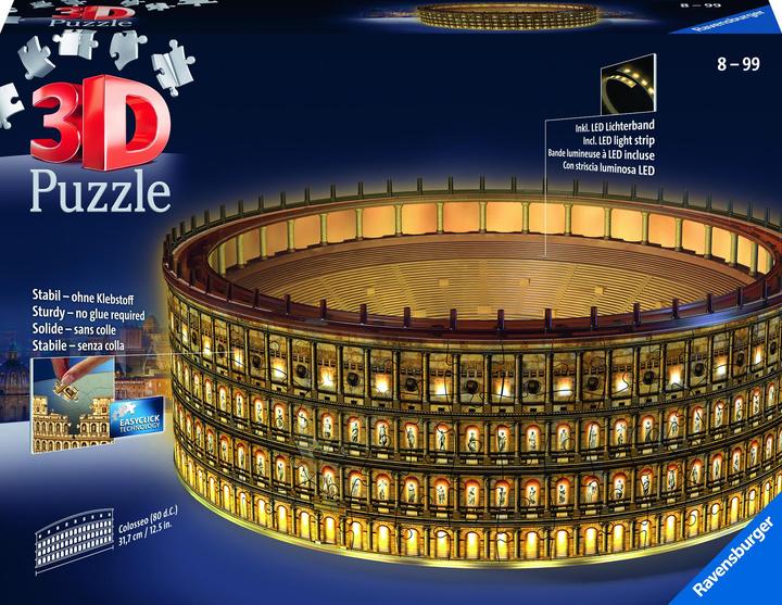 Productafbeelding Ravensburger 3D puzzel Colosseum in Rome bij nacht (216 onderdelen)