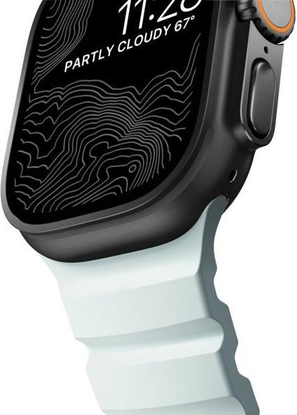 Actual product image Nomad Rocky Point Band 46/49mm Icy Blue Glow Connector Black (Fluororubber)