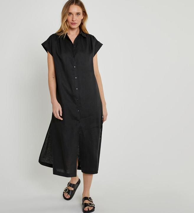 Image du produit La Redoute Collections Robe-blouse midi Signature en lin (S)