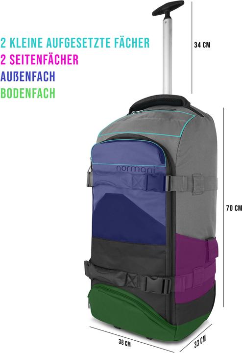 Actual product image Normani Reisetasche mit Rucksackfunktion 90L mit Regenüberzug Schwarz/Grau (90 l, L (90 - 115l))