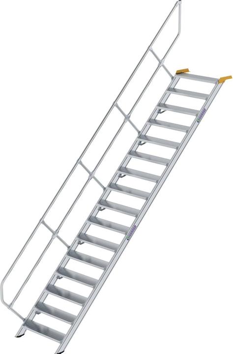 Image du produit Munk Escalier 45° largeur des marches 800 mm 16 marches aluminium strié (Escabeau, 347 cm)