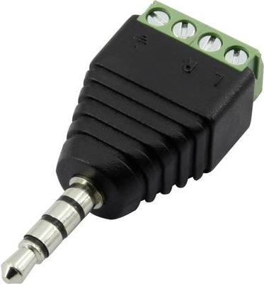 Actual product image Tru Components 93013c1119 Jack connector 3.5 mm male, straight Number of poles: 4 Stereo Black 1 pc.