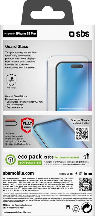 Produktbild SBS Guard Glass (1 Stück, Apple iPhone 15 Pro)
