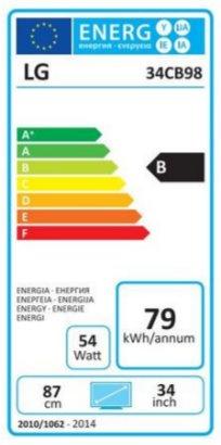 Label énergétique LG 34cb98-B (3440 x 1440 pixels, 34")