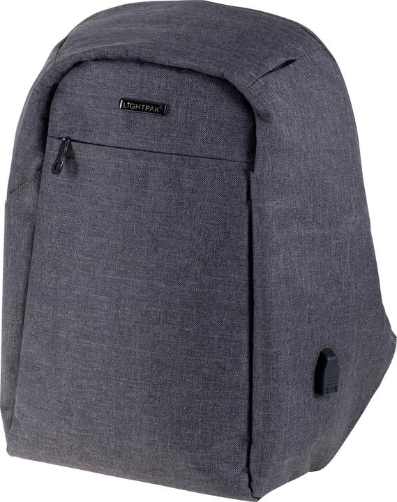 Lightpak Rucksack "SAFEPAK", mit USB-Ladeport, grau Polyester, gepolsterter Rücken, Trolleyband