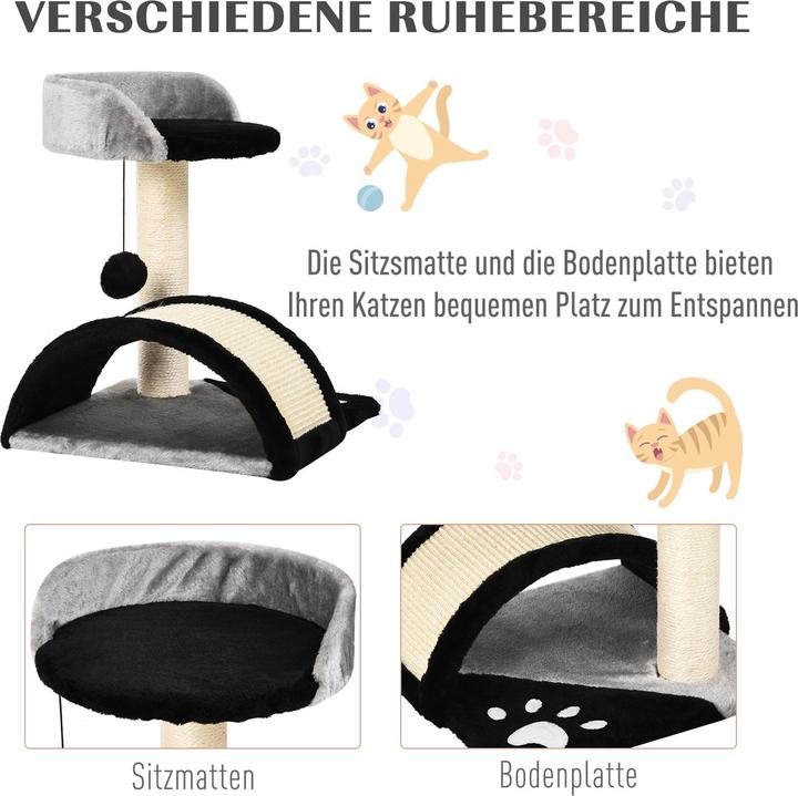Actual product image PawHut Cat tree with plush (44 cm, Black)