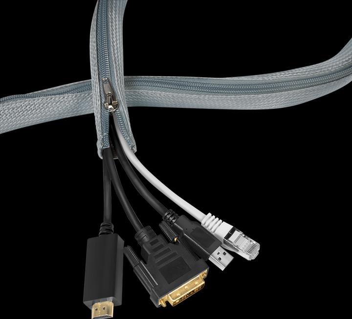 Actual product image LogiLink Cable conduit with zip fastener, 2.0 m, grey, made of polyester, abrasion, tension & deformation (Cable conduit, 200 cm)