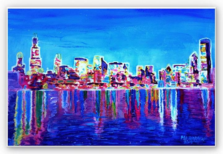 Produktbild Trenddeko Bleichner - Chicago im Neonschimmer (60 x 40 cm)