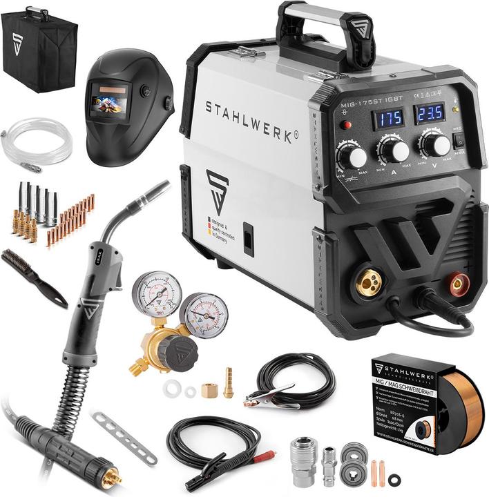 Produktbild Stahlwerk Schutzgas Schweissgerät MIG MAG 175 ST IGBT Vollausstattung 175 Ampere