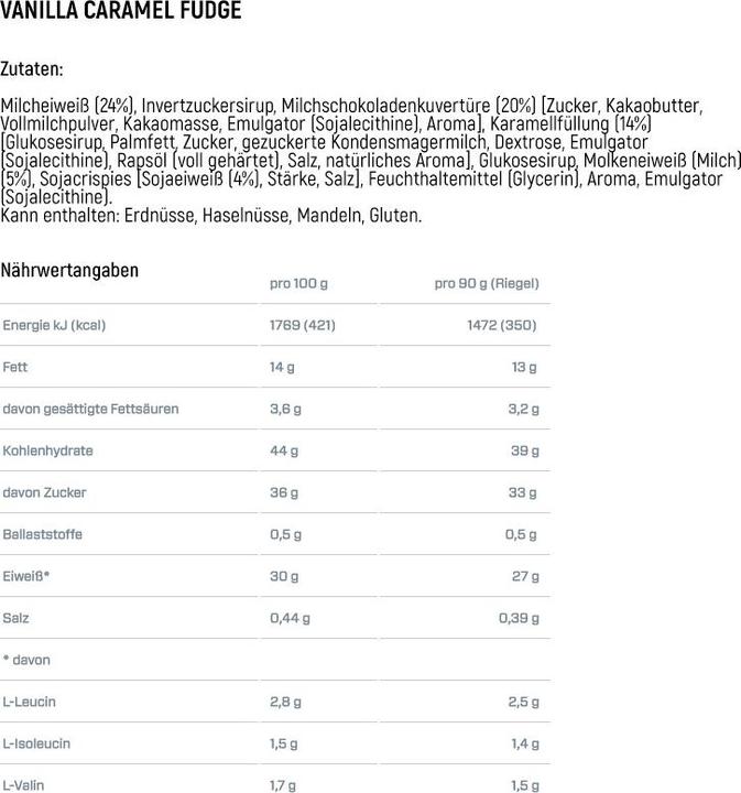 Nutritional values and ingredients Dymatize Super Mass Gainer (Caramel, Vanilla, 10 pcs., 900 g)
