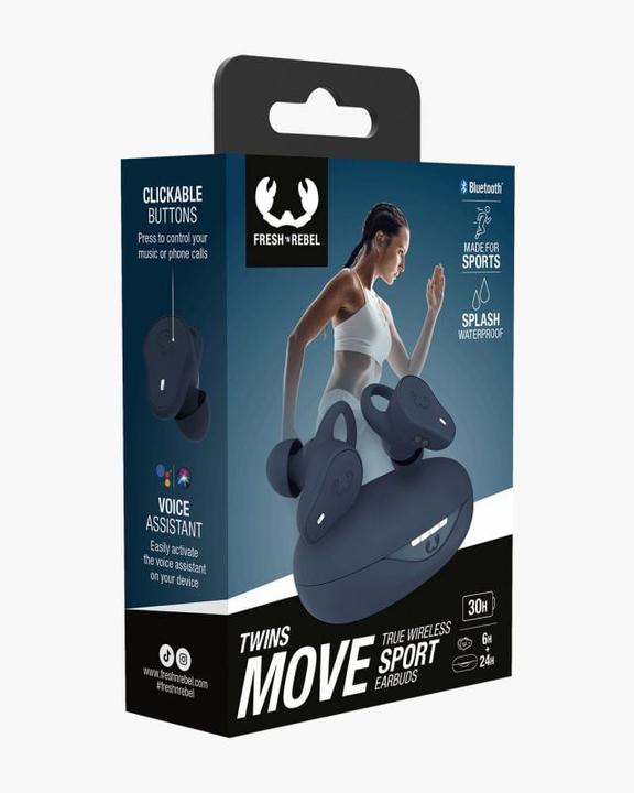 Produktbild Fresh'N Rebel Fresh 'n Rebel Twins Move - Sport Oordopjes - Draadloos - Waterdicht IPX4 - Steel Blue (6 h, Kabellos)