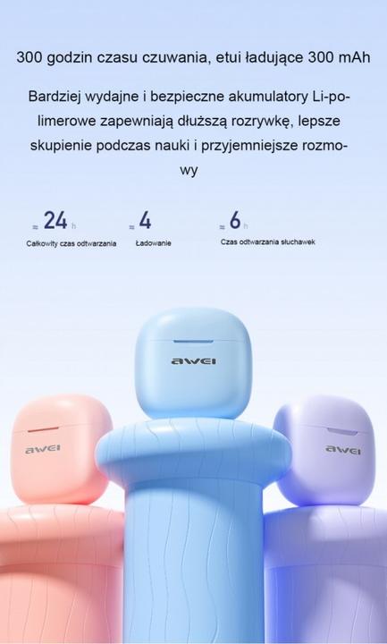 Immagine prodotto Awei słuchawki Bluetooth 5.3 T68 ENC TWS + stacja dokująca czarny/nero (Senza fili)