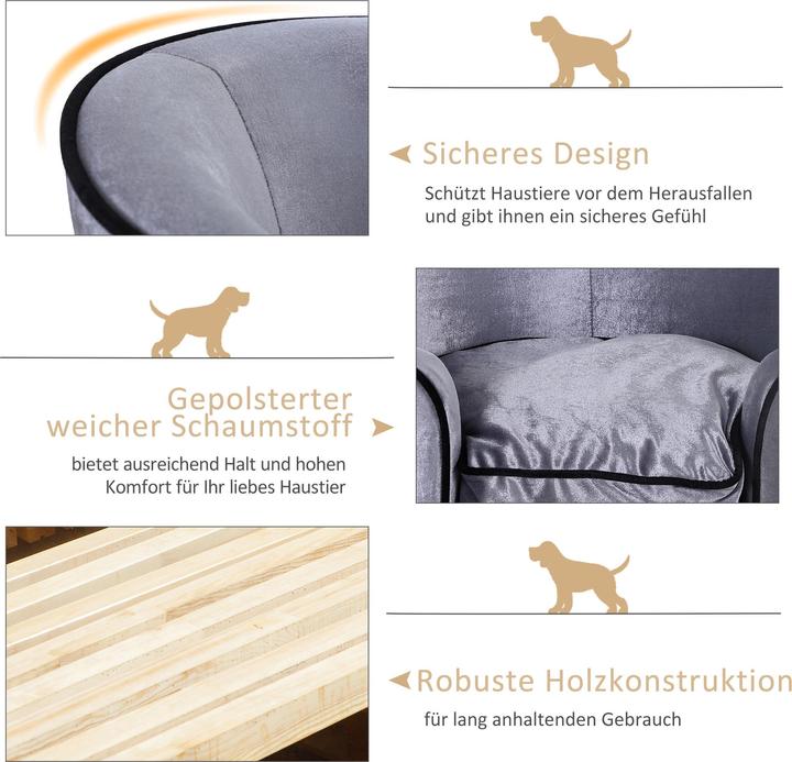 Produktbild PawHut Luxus Hundecouch mit einem weichen Kissen (Hund)