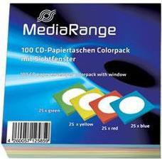 Image du produit MediaRange CD/DVD Papierhüllen farbig mit Sichtfenster
