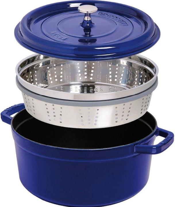 Image du produit Staub Cocotte avec insert vapeur (26 cm, Cocotte + faitout, Fonte, Émail, Acier inoxydable)