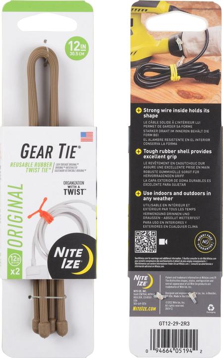 Produktbild Nite Ize Gear Tie®12" Reusable Rubber Twist braun (Kunststoffkabelbinder, 304.80 mm, 1 Stk.)