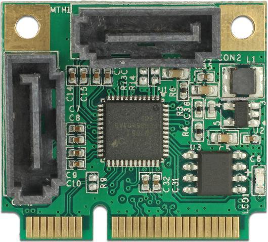 Actual product image Delock Mini PCIe I/O PCIe half size 2 x SATA 6 Gb/s