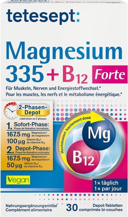Actual product image Tetesept Magnesium 335 + vitamin B12 (5 Piece, Pills, 79 g)