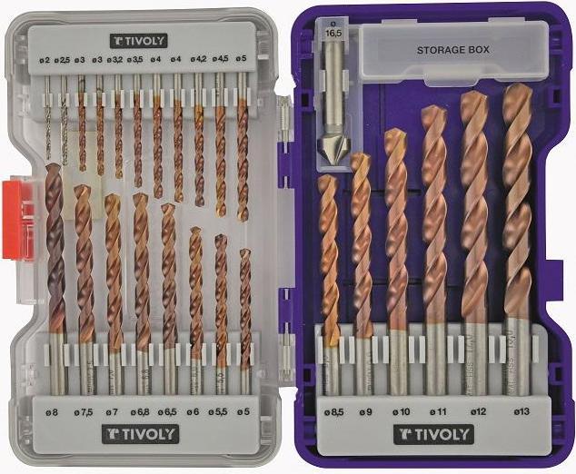 Image du produit Tivoly Jeu de forets à métaux FURIUS HSS 26pcs Ø1-13mm, countersink 15 mm (2 mm, 4 mm, 3 mm, 4,2 mm, 7,5 mm, 16,5 mm, 9 mm, 12 mm, 3,5 mm, 5 mm, 3,2 mm, 8 mm, 7 mm, 6,5 mm, 5,5 mm, 4,5 mm, 6,8 mm, 8,5 mm, 11 mm, 10 mm, 6 mm, 2,5 mm, 13 mm)
