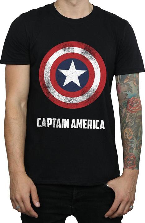 Actual product image Mens Captain America Shield Text T-Shirt (L)