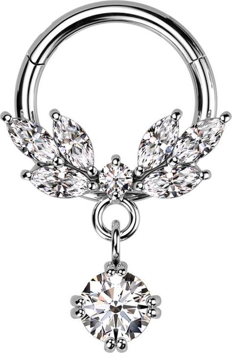 Immagine prodotto Star Piercing Anello a micro segmenti con cerniera in argento ciondolo a forma di vite in cristallo argento (Acciaio chirurgico 316L, Ottone)