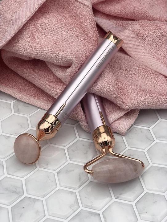 Actual product image Flawless Contour Face Roller with Rose Quartz White