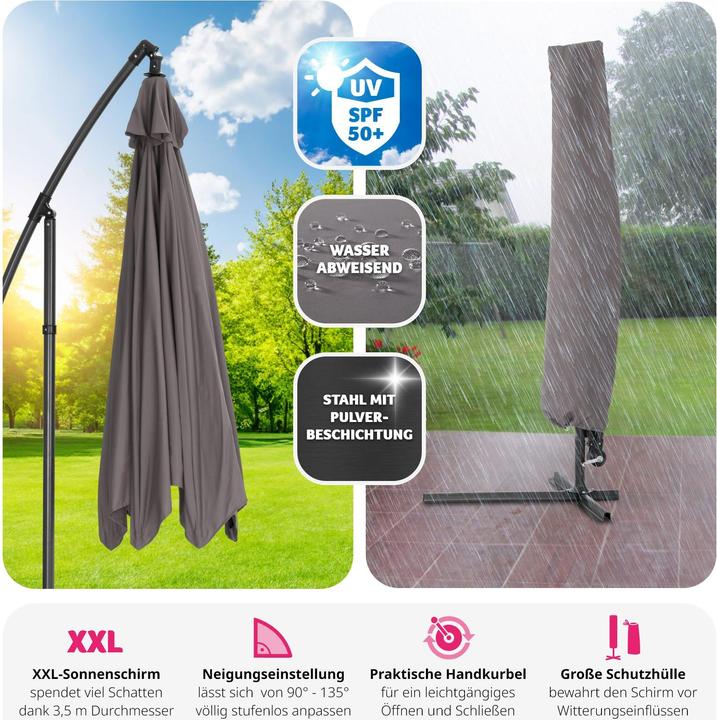 Produktbild tectake Sonnenschirm Ciccio mit Schutzhülle (3.50 m)
