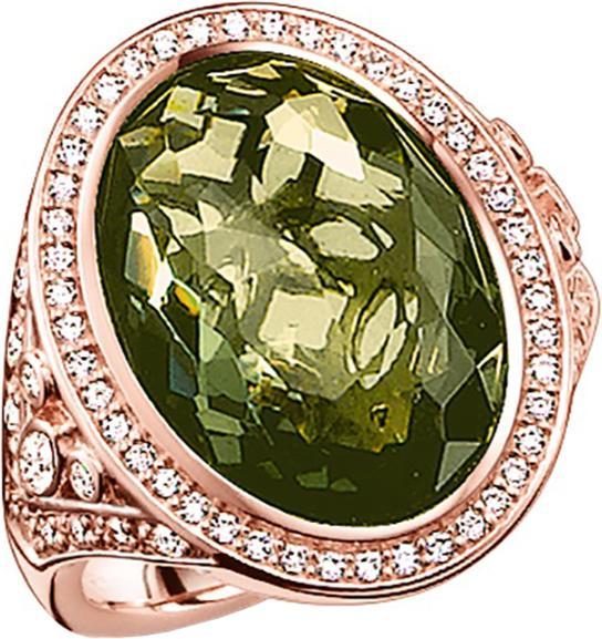 Immagine prodotto Thomas Sabo Anello con zirconi verdi e bianchi placcato oro rosa TR2022-416-6 (50, 925 Argento)